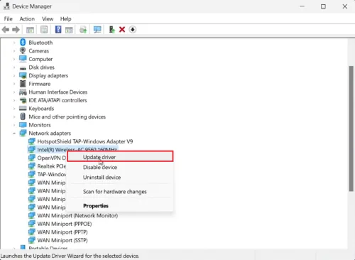 update network adapter driver