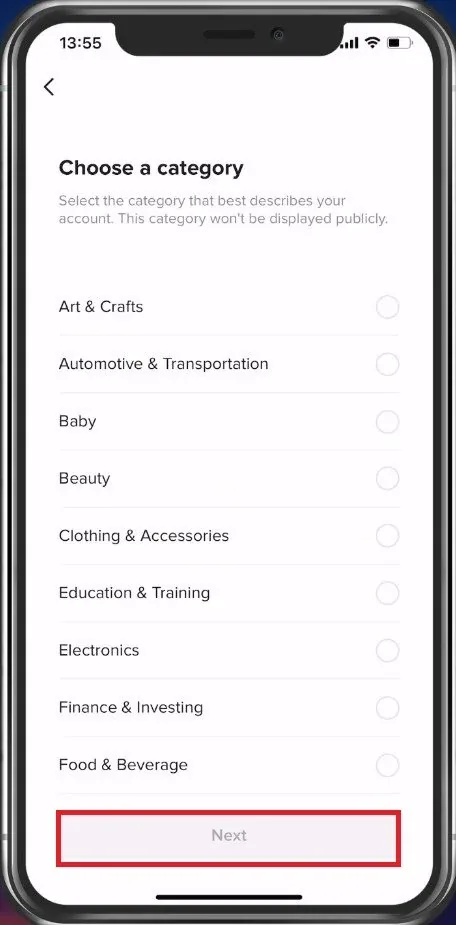 Choose a content category