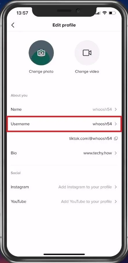 Edit Profile < Username