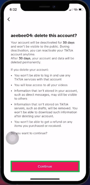 confirm account deletion