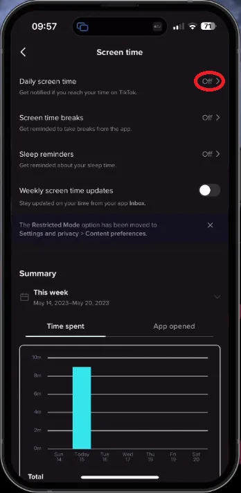tiktok screen time settings