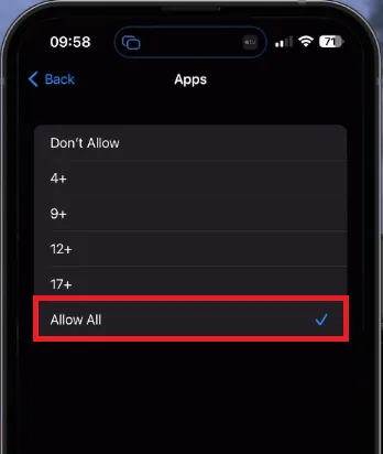 allowed apps on iphone