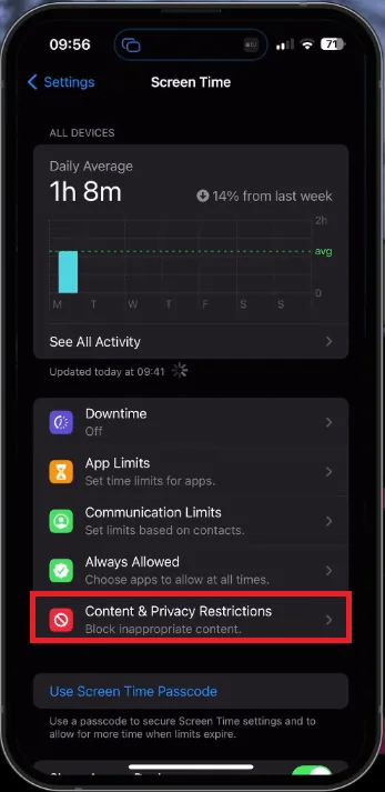 content and privacy restrictions on iphone