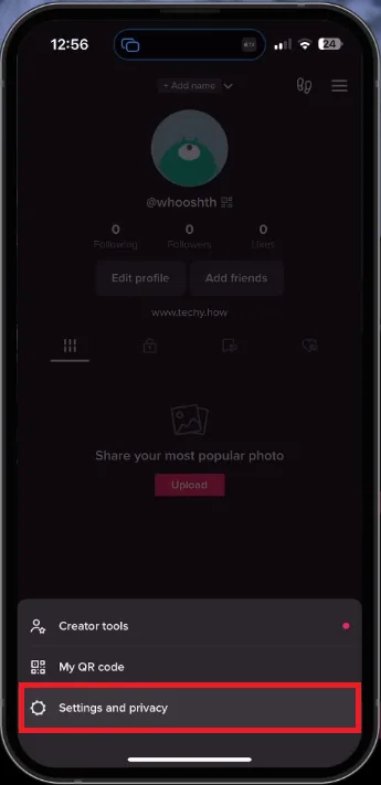 access the tiktok settings