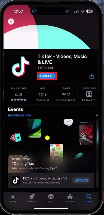 update tiktok application