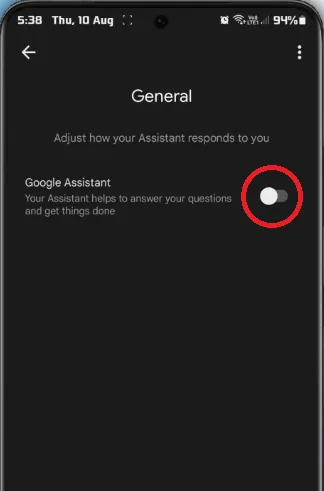 toggle google assistant