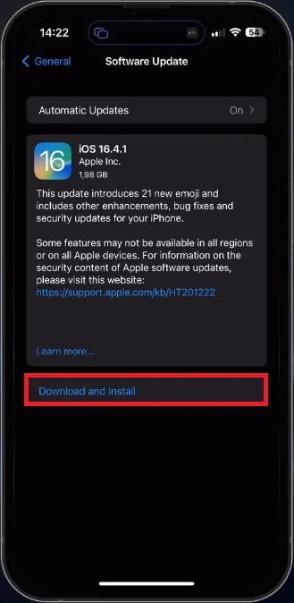 iphone software update settings