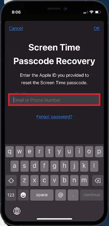screen time code recovery