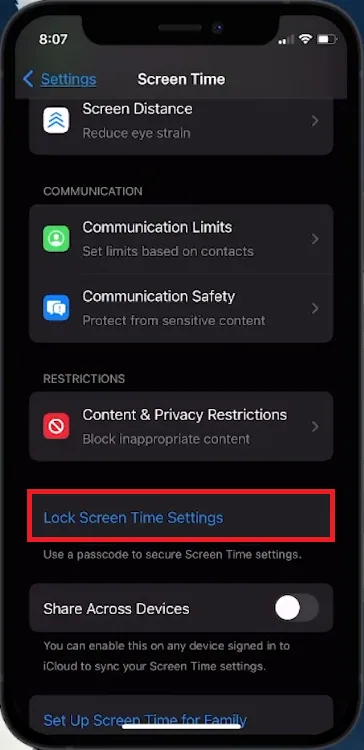 reenable screen time passcode