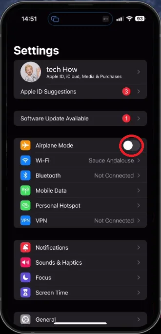 disable and enable airplane mode iphone
