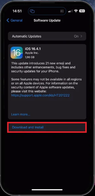 download and install ios update