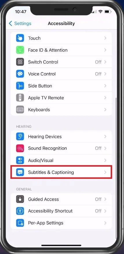 Device Settings > Subtitles & Captioning