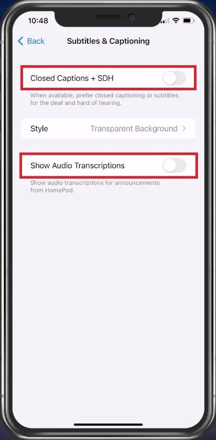 These options allow you to enable automatic close captions for videos when available