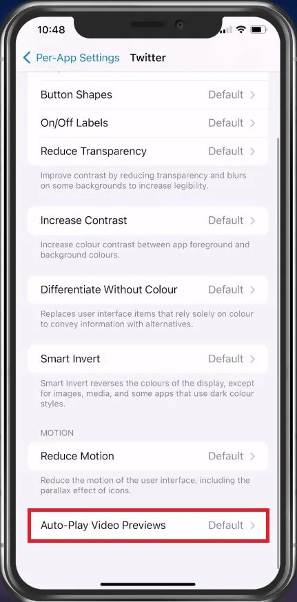 Per-App Settings > Twitter