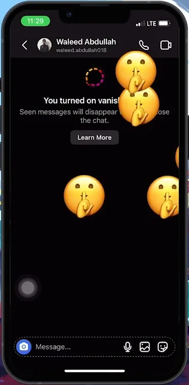 vanish mode on instagram