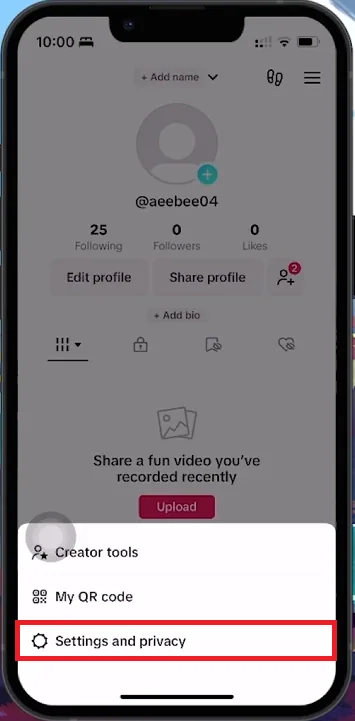 access tiktok settings