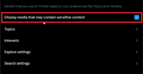 display media that may contain sensitive content