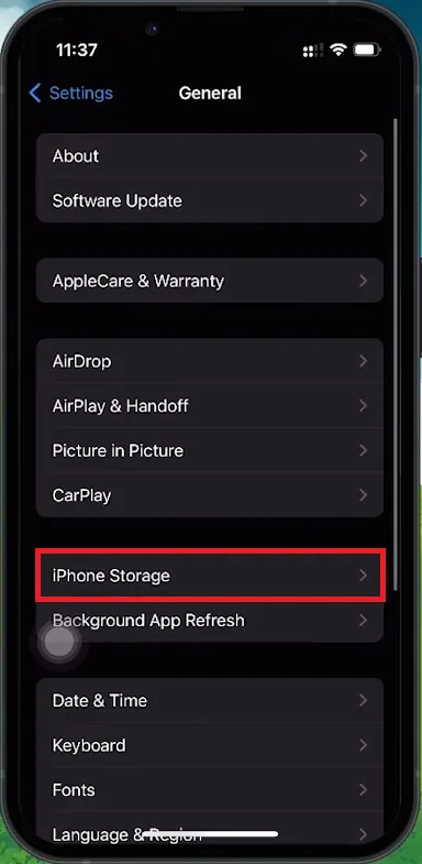 iphone storage