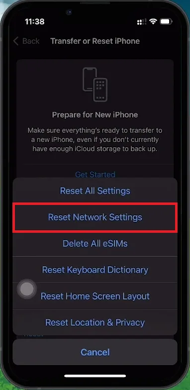 reset network settings