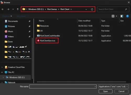 Windows > Riot Games > Riot Client > RiotClientServices