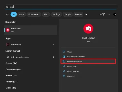 Open File Location for Riot Client
