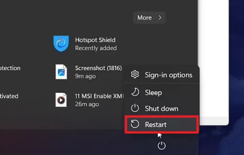 restart PC