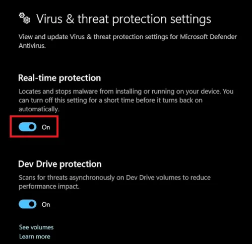 enable real time protection