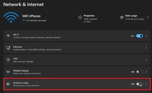 disable in settings
