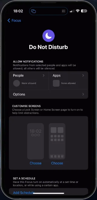 do not disturb settings
