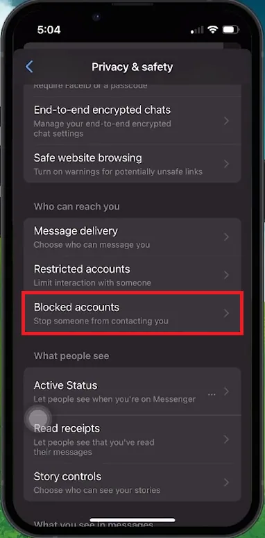 find blocked accounts