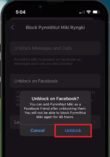 unblock on facebook