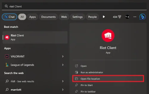 open file location riot client