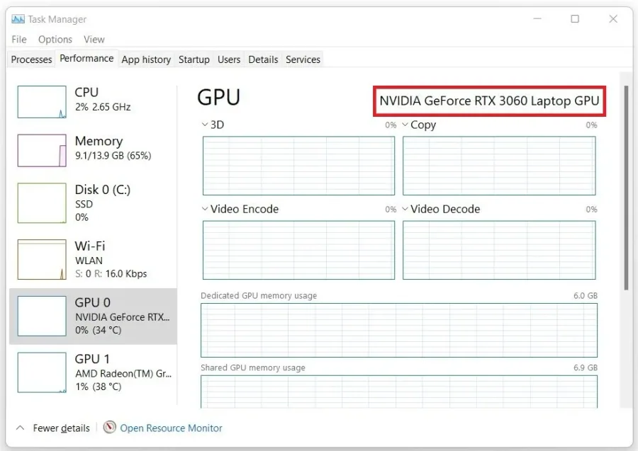 Task Manager > Performance > GPU