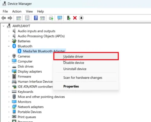 update bluetooth driver