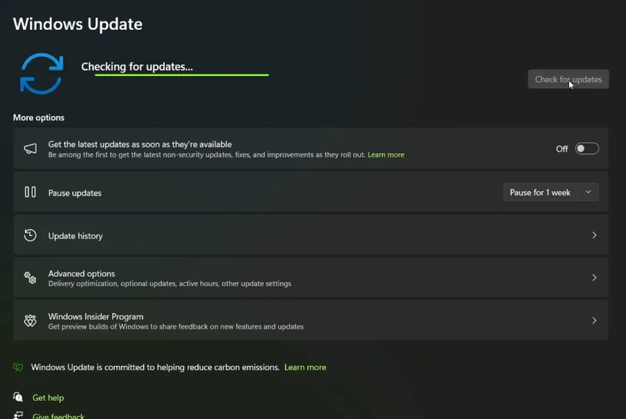 check for windows update
