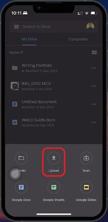 upload to google drive