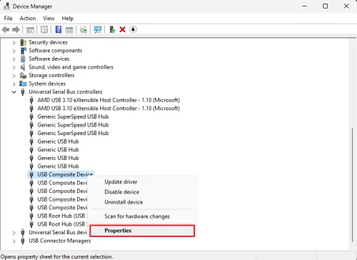 usb properties