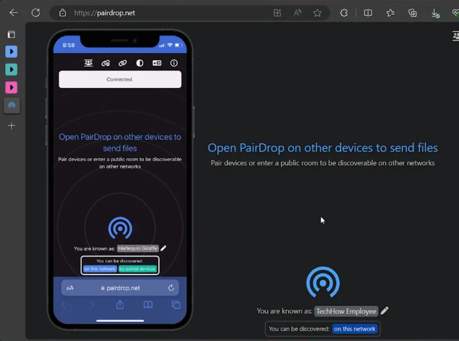 connect via pairdrop