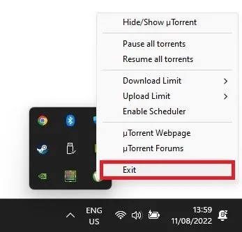 Exit uTorrent