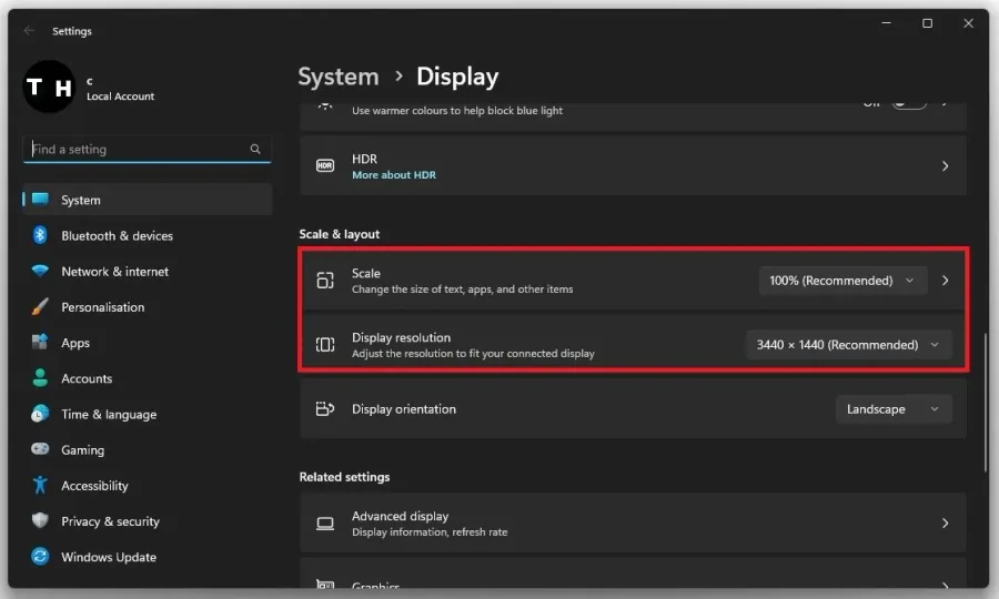 System Settings > Display > Scale & Layout
