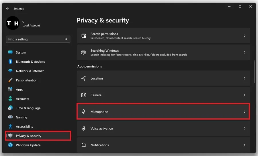Windows Settings > Privacy & Security > Microphone