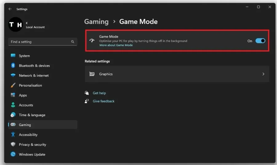 Gaming > Game Mode