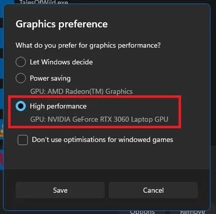 V Rising Graphics Preference > High Performance