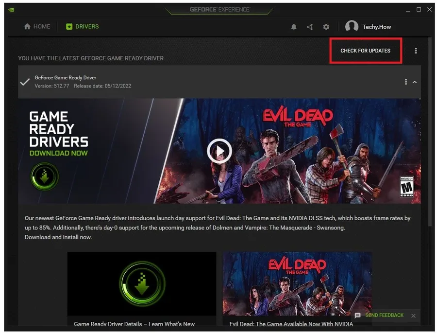 GeForce Experience > Drivers > Download