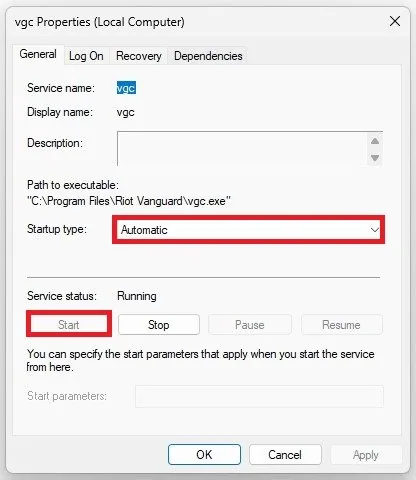 Startup type: Automatic