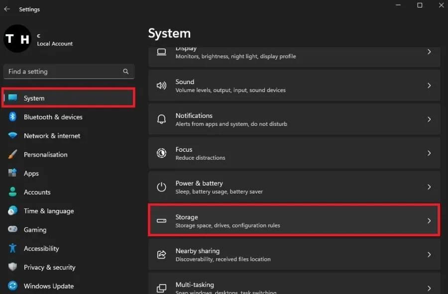 Windows Settings > System > Storage