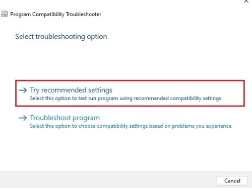 Try recommended settings