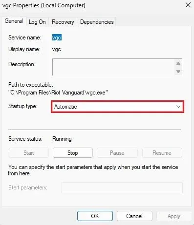 Set the Startup Type to Automatic and select to start the service if the Service…