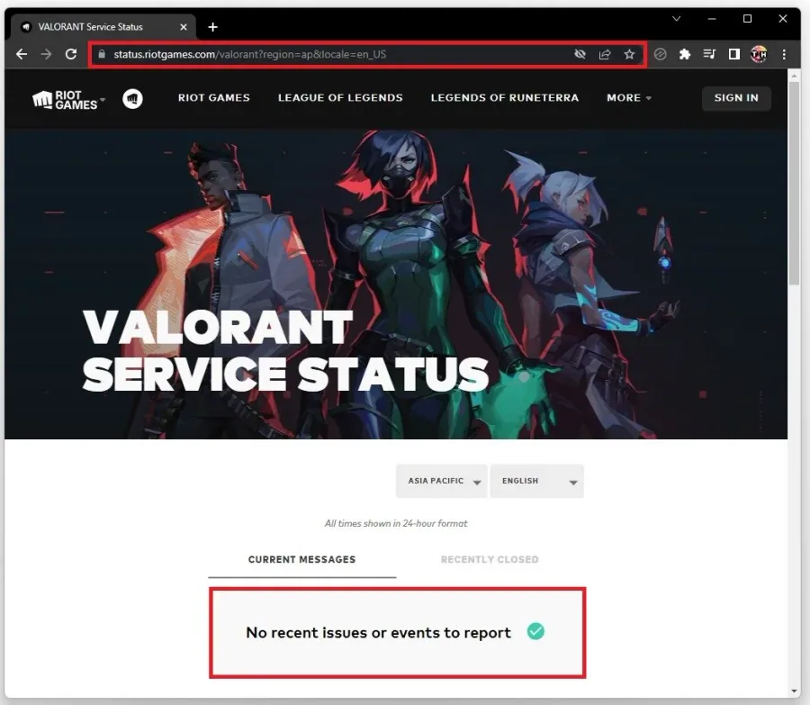 Riot Games Server Stauts > Valorant