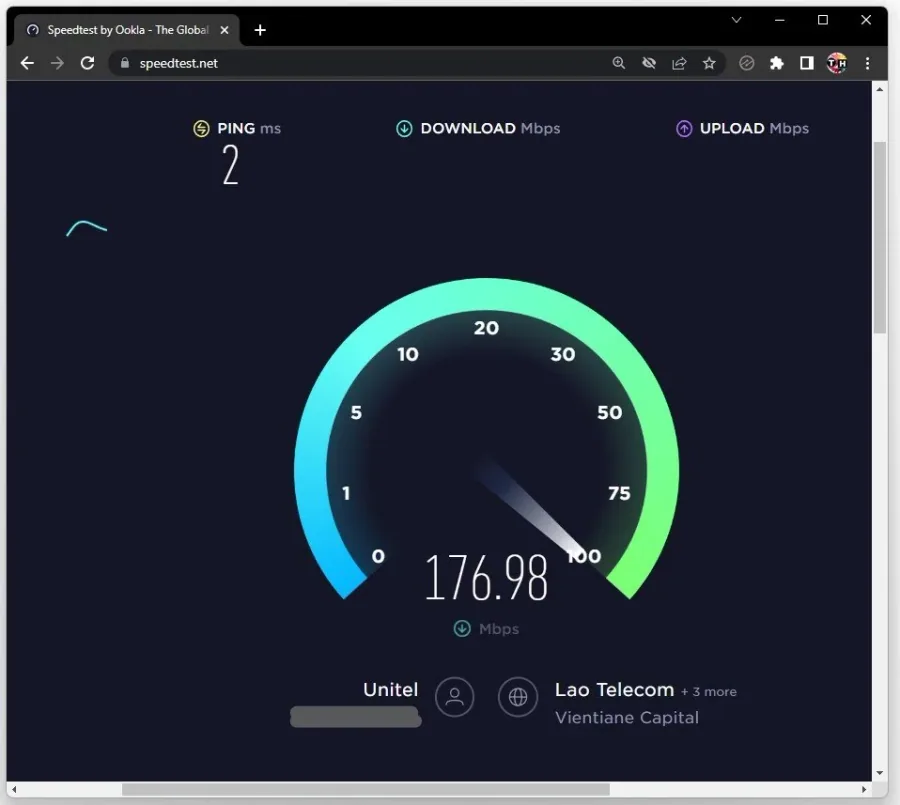 Test network connection upload and download speed